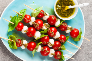 tomato mozzarella skewers