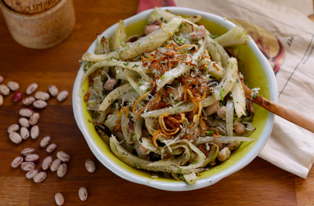 fennel bean and fried shallot salad